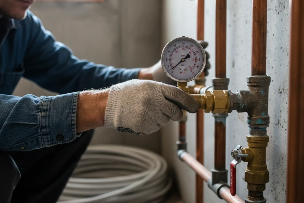 Pressure testing a repaired line during Water Line Repair in Excelsior Springs